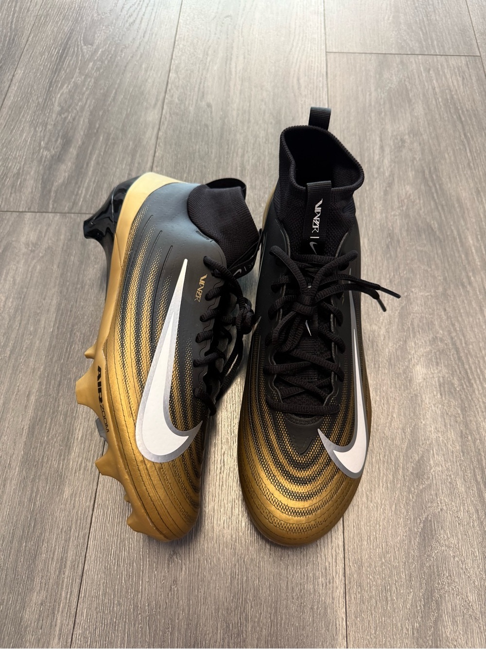 New NIKE Zoom Air Vapor Pro 1 Football Cleats Black Gold FB3298-003 Mens Sz 11 - Picture 2 of 7